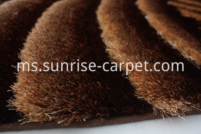 Polyester Shaggy Rug 3D design Brown & Beige Coilor